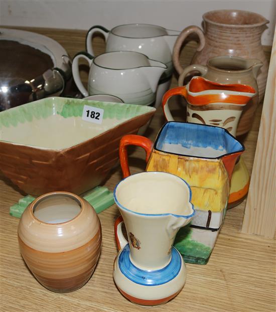 Ten Art Deco jugs and vases